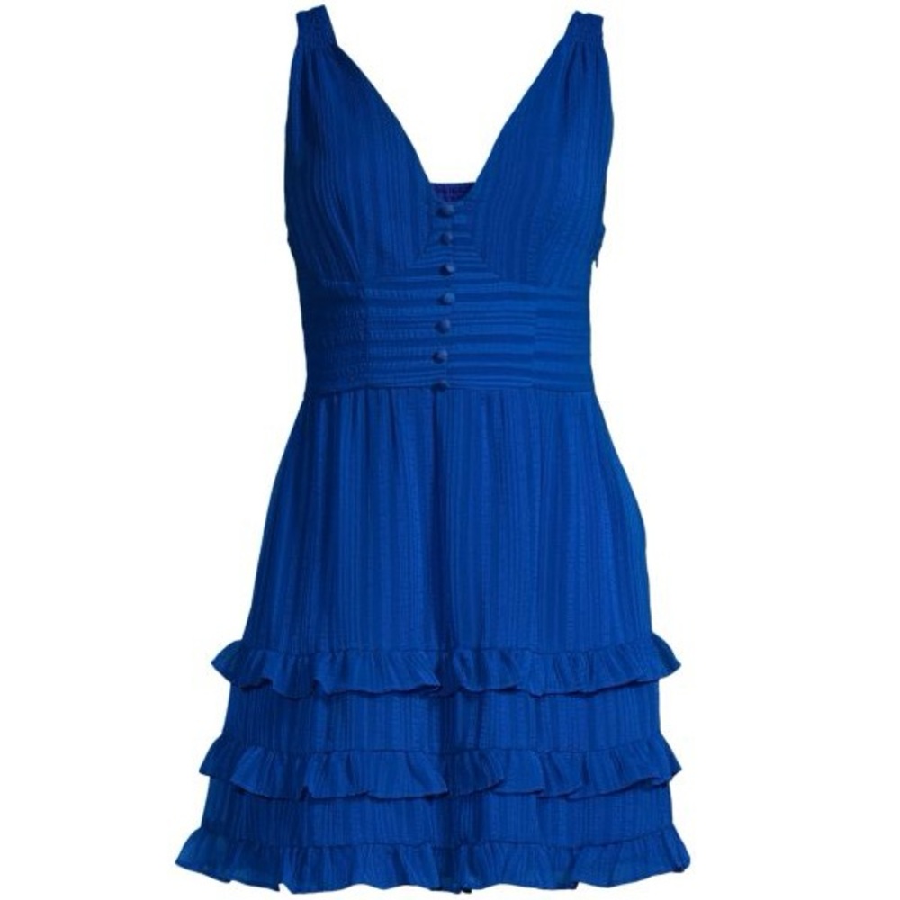 BETSEY JOHNSON Seersucker-Striped Ruffle Dress